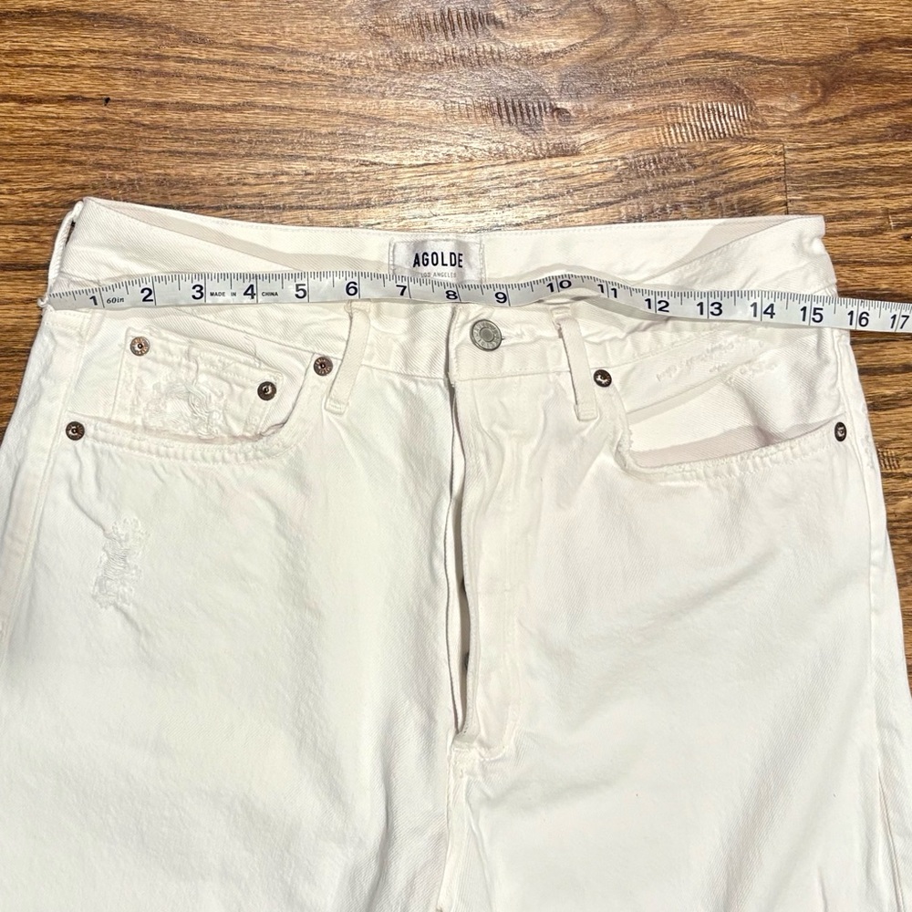 AGOLDE 90s Mid Rise Loose Ripped Fit Jeans, Vanish (white), size 28 - Picture 6 of 9